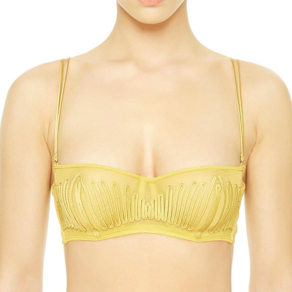 La Perla Zigzag Soutache Bandeau Bra Thong Panty Set